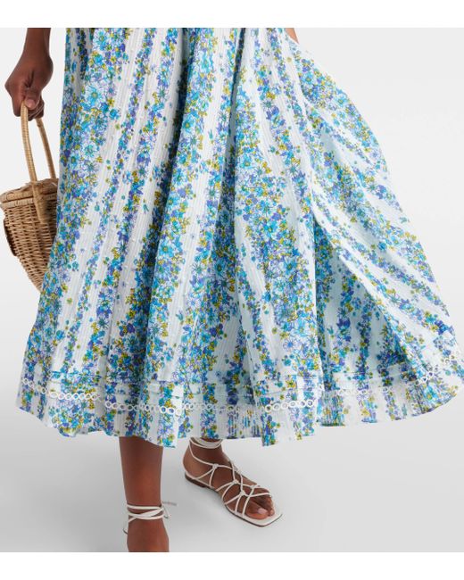Poupette Blue Beth Floral Halterneck Cotton Midi Dress