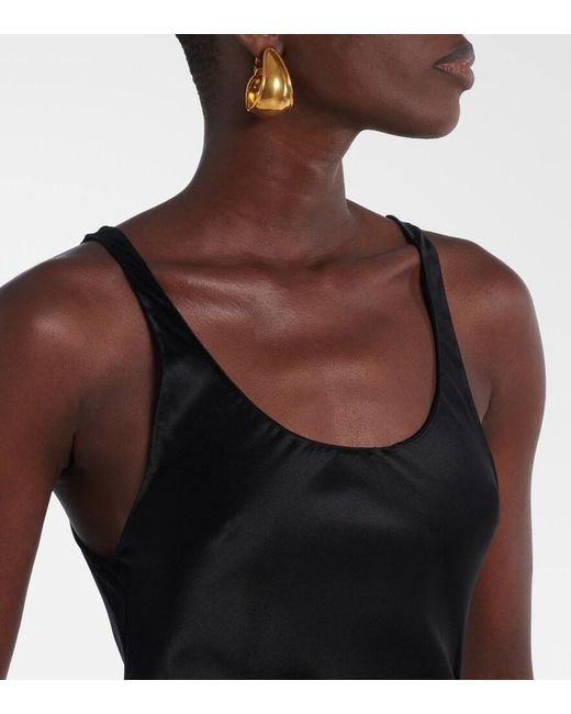 Saint Laurent Black Silk Satin Slip Dress