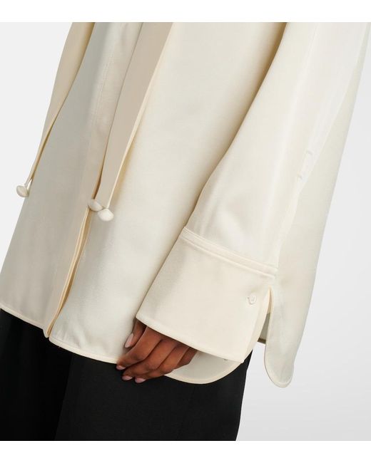 Jil Sander Natural Scarf-Detail Satin Shirt