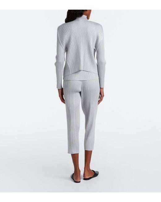 Pleats Please Issey Miyake Gray Basics Cropped Pleated Slim Pants