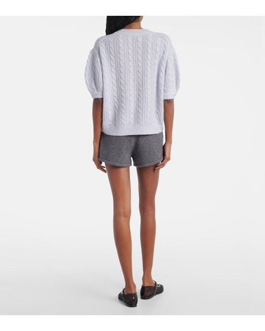 Lisa Yang White Kenzie Cable-Knit Cashmere And Silk Sweater