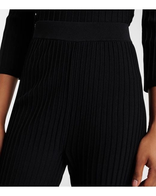 Max Mara Black Bello Ribbed-Knit Flared Pants