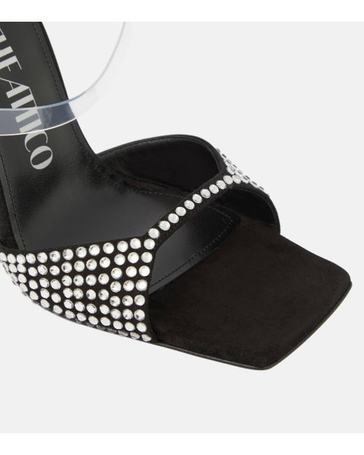 The Attico Black Adele Embellished Suede And Pvc Sandals
