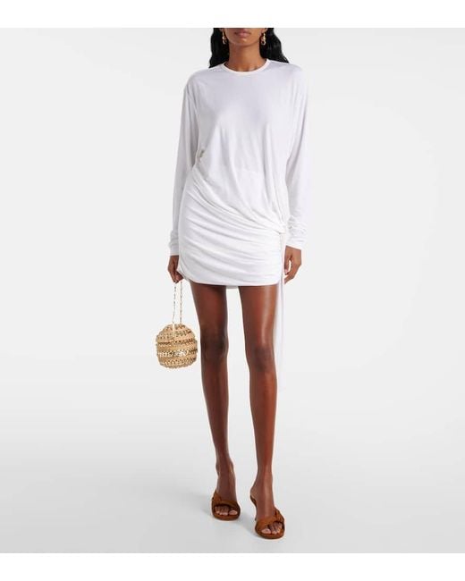 Christopher Esber White Side Cowl Draped Jersey Minidress