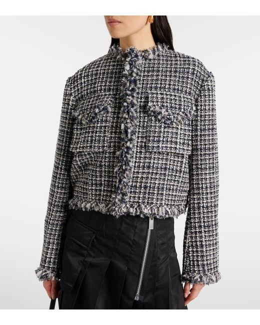 Sacai Black Wool-Blend Tweed Jacket