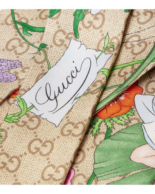 Gucci Green Gg Flora Silk Twill Scarf