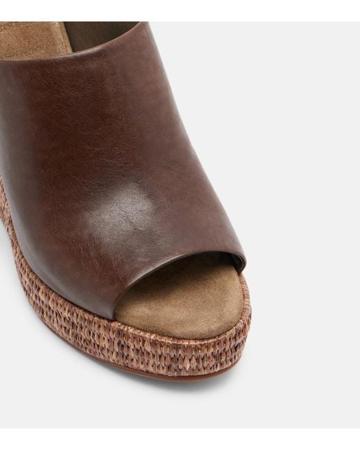 Brunello Cucinelli Brown Leather Espadrille Wedges