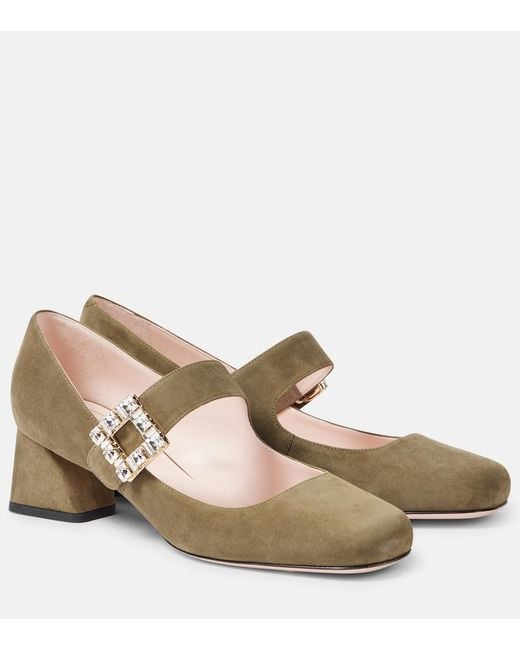 Roger Vivier Natural Tres Vivier 45 Suede Pumps