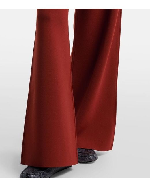 Max Mara Red Jersey Wide-Leg Pants