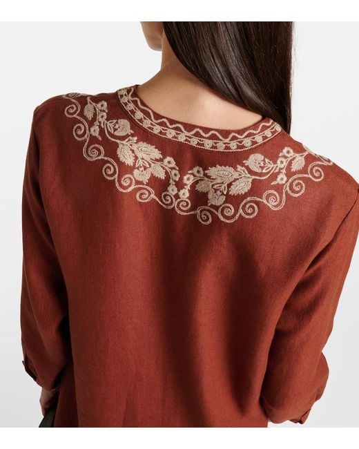 Loro Piana Faye Embroidered Linen Kaftan