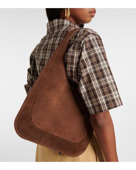 Aesther Ekme Brown Midi Suede Shoulder Bag