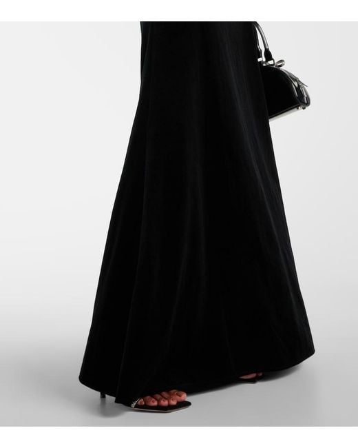 Self-Portrait Black Peplum Velvet Bustier Gown