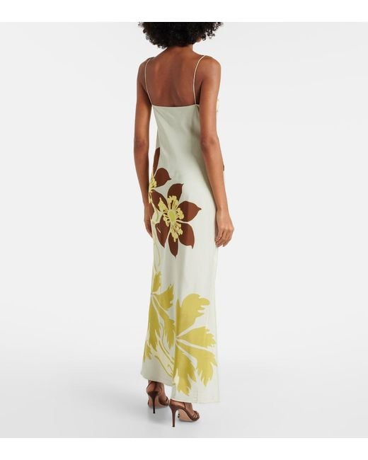 Sir Metallic Amaia Floral Silk Crepe Slip Dress