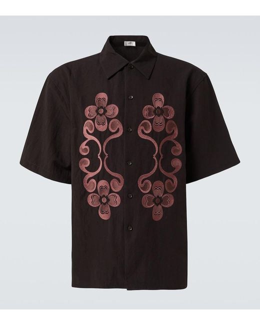 Commas Black Reflection Embroidered Shirt for men