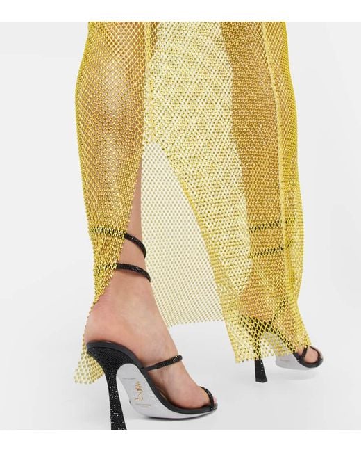 Abito Lungo Con Cristalli di GIUSEPPE DI MORABITO in Yellow