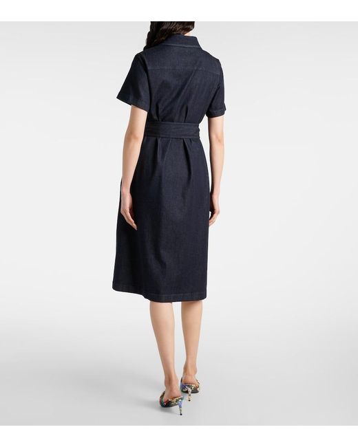 Dolce & Gabbana Blue Belted Denim Shirt Dress