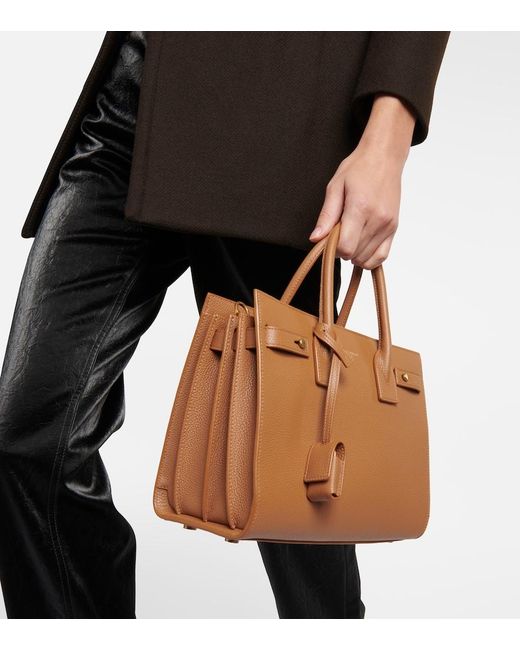 Saint Laurent Brown Sac De Jour Baby Small Leather Tote Bag