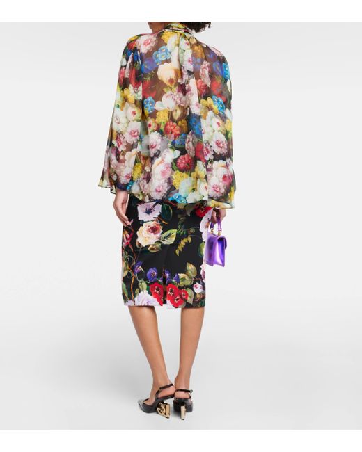 Dolce & Gabbana Multicolor Floral Silk Chiffon Blouse