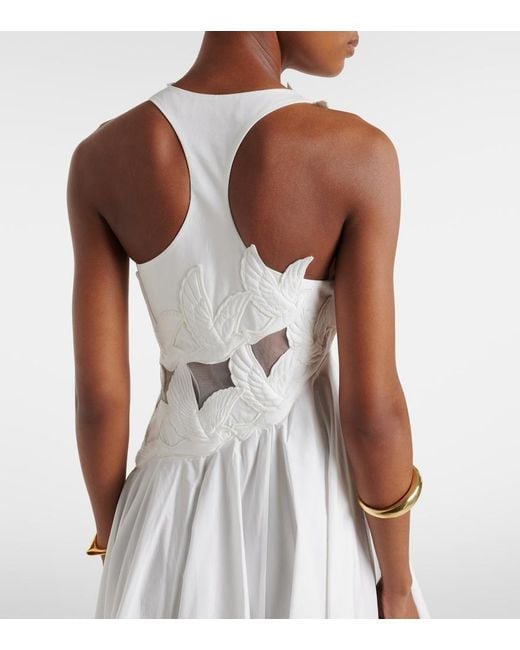 Zimmermann White Luna Patch-Applique Cotton Midi Dress