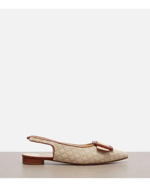 Manolo Blahnik Natural Maylura Raffia-Effect Slingback Flats