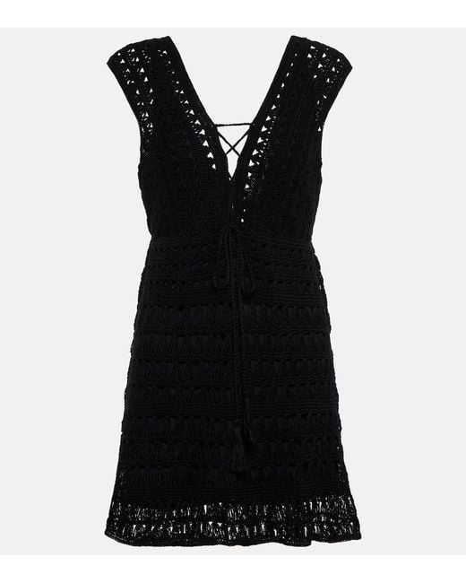 Anna Kosturova Black Jennifer Crochet Cotton Minidress