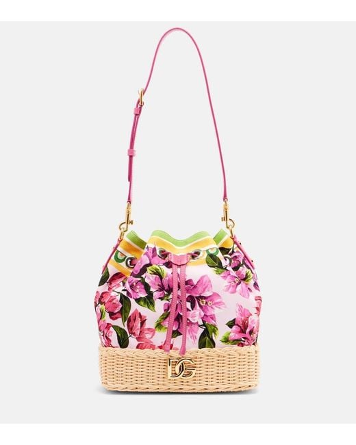 Dolce & Gabbana Pink Taormina Dg Floral Bucket Bag