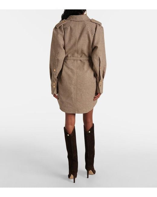 Patou Natural Houndstooth Flannel Shirt Dress