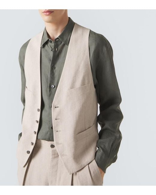 Giorgio Armani Green Archivio Linen Shirt for men