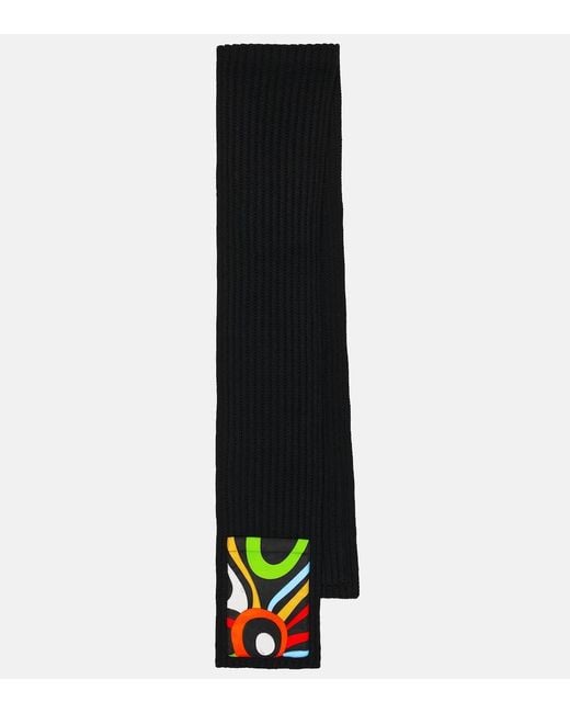 Emilio Pucci Black X Fusalp Ribbed-Knit Wool Scarf