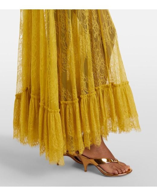 De La Vali Yellow Maxikleid Kala Aus Spitze