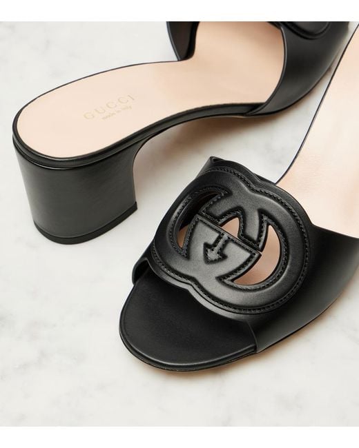 Gucci Black Slide Sandal With Interlocking G