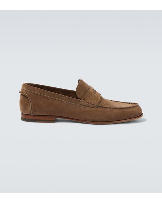 Dunhill Loafers Heddon Flex Aus Veloursleder in Brown für Herren
