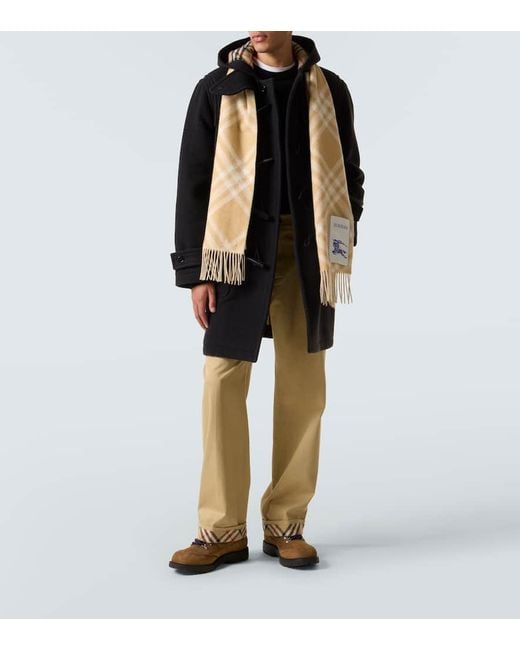 Burberry Black Hooded Wool Twill Coat for men