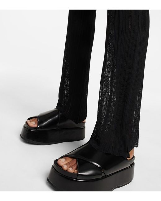 Petar Petrov Black Giulio Ribbed-Knit Flared Pants