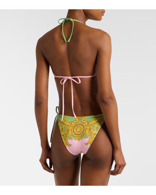 Versace Green Printed Bikini Top