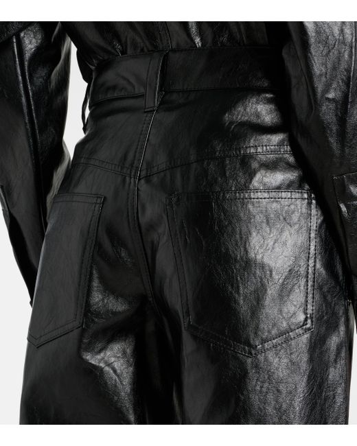 Isabel Marant Black Ariete Faux Leather Straight Pants