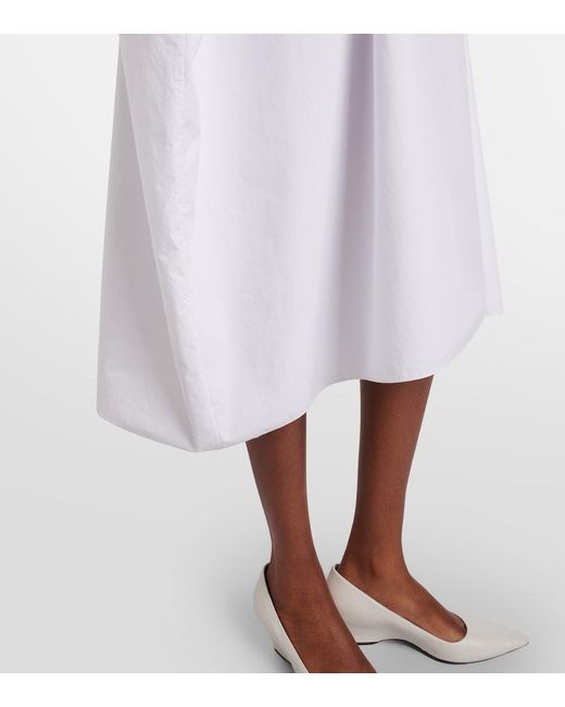 The Row White Julen Cotton Poplin Midi Dress
