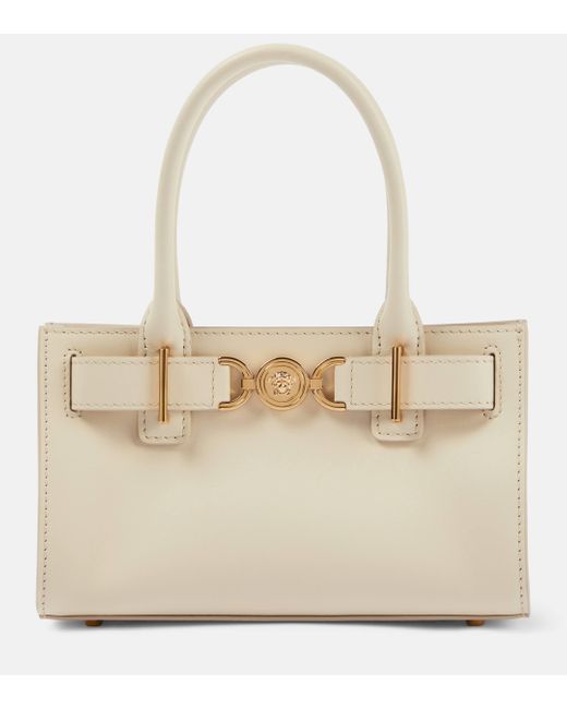 Versace Natural Medusa '95 Small Leather Tote Bag