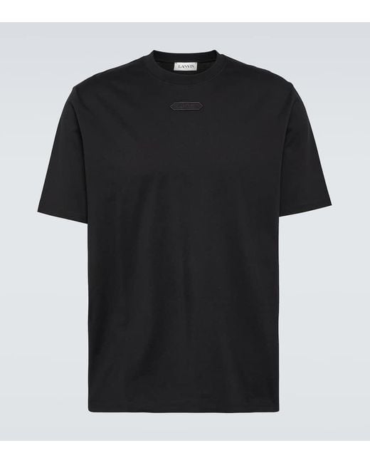 T-shirt in jersey di cotone con logo di Lanvin in Black da Uomo