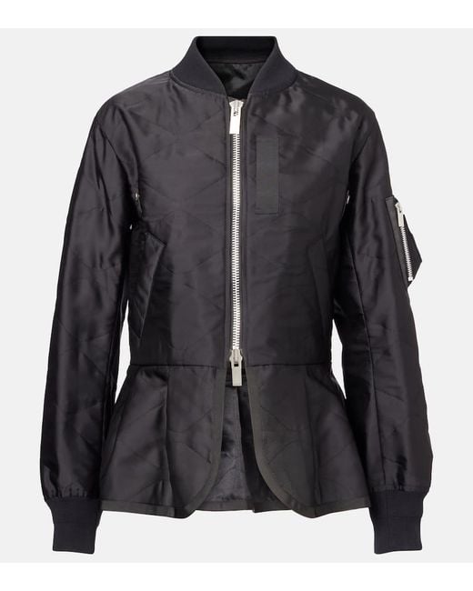 Sacai Black Quilted Satin Blouson