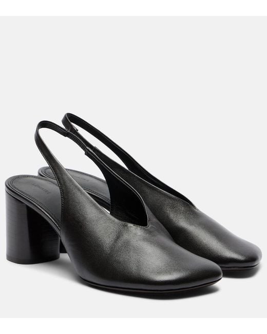 Lemaire Black Glove Leather Slingback Pumps