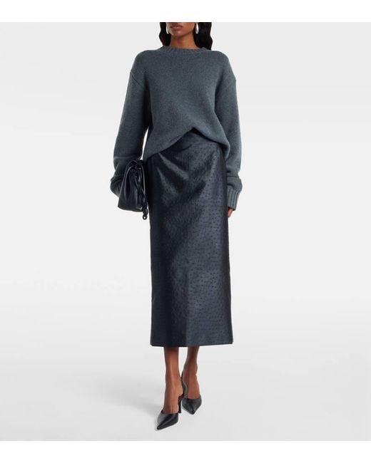 Rohe Black Embossed High-Rise Midi Skirt