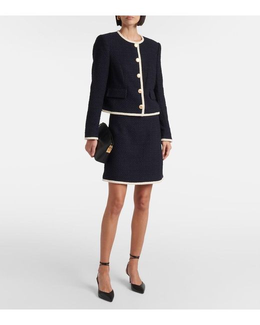Veronica Beard Blue Mabel Cropped Tweed Jacket