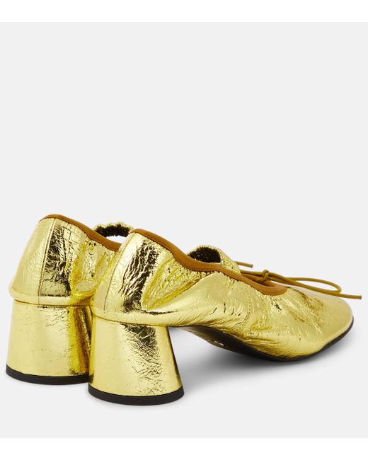 Proenza Schouler Yellow Glove Metallic Leather Mary Jane Pumps