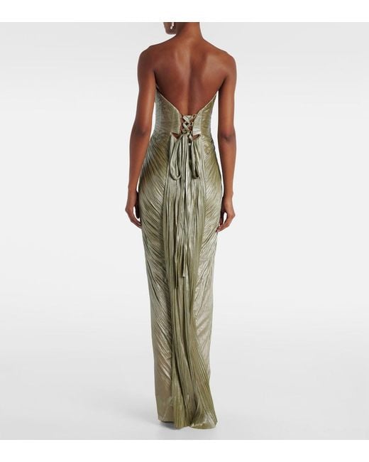 Maria Lucia Hohan Green Jasleen Strapless Silk Tulle Corset Gown