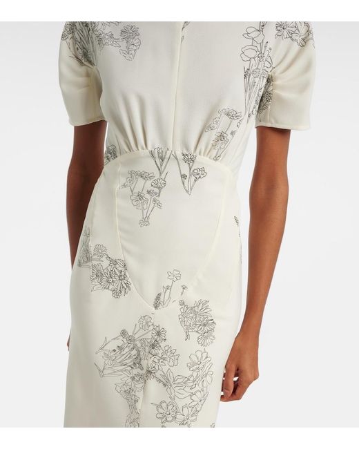 Victoria Beckham White Floral Midi Dress