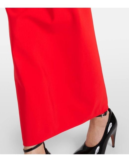 Alaïa Red High-neck Slim-fit Stretch-knit Maxi Dress