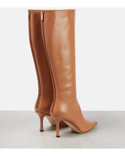 Jimmy Choo Brown Agathe 85 Leather Knee-high Boots