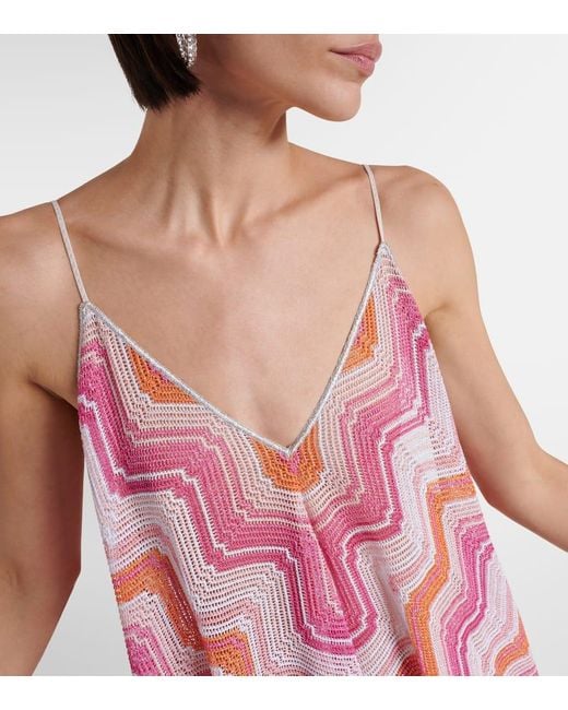 Missoni Pink Asymmetric Lame Maxi Dress