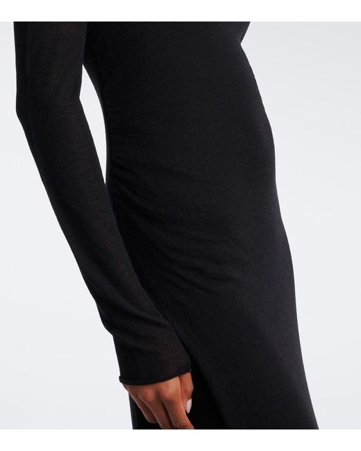 Fendi Black Hooded Wool Midi Dress